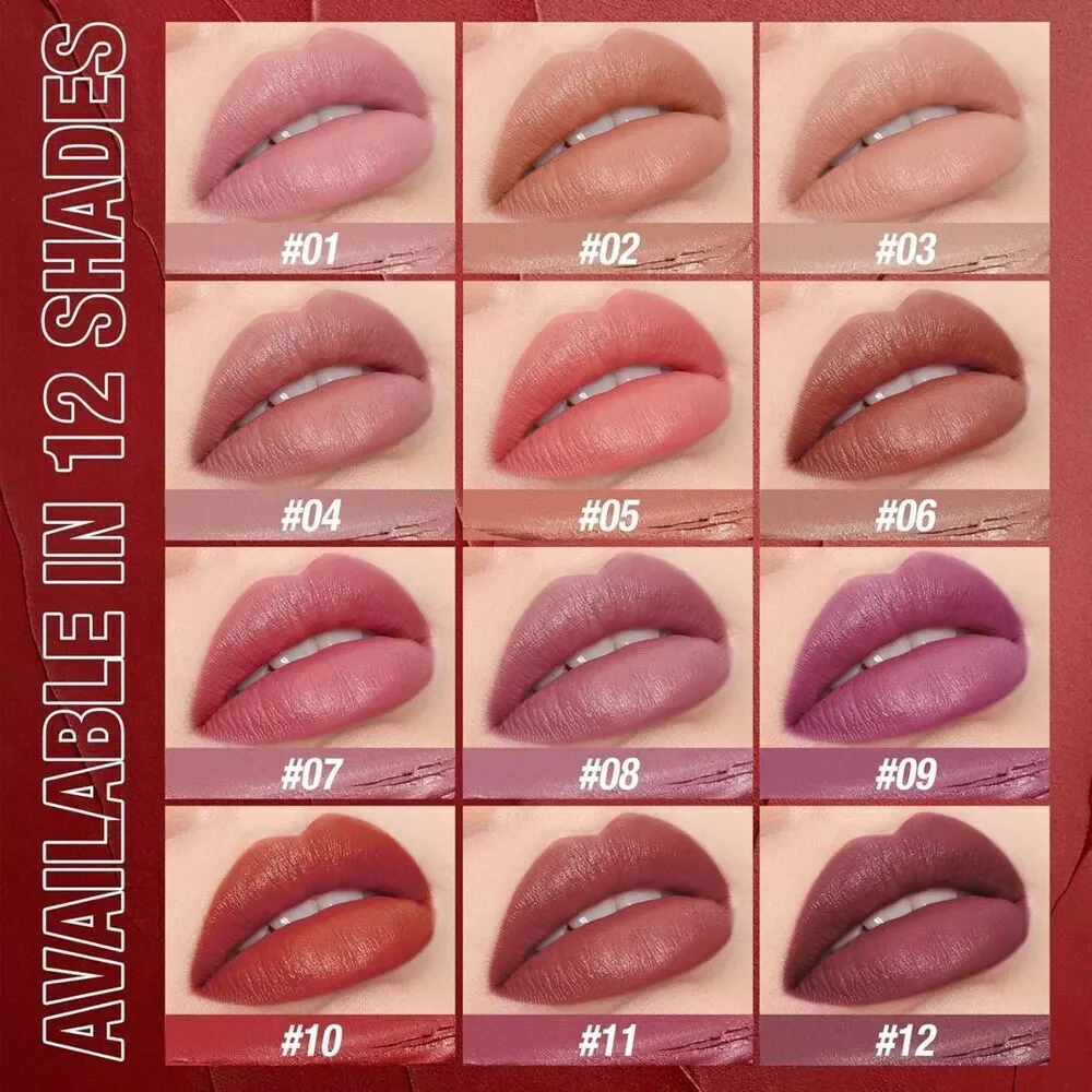 12Pcs Jolilab Velvet Matte High Pigmented Long-Lasting Waterproof Lipstick